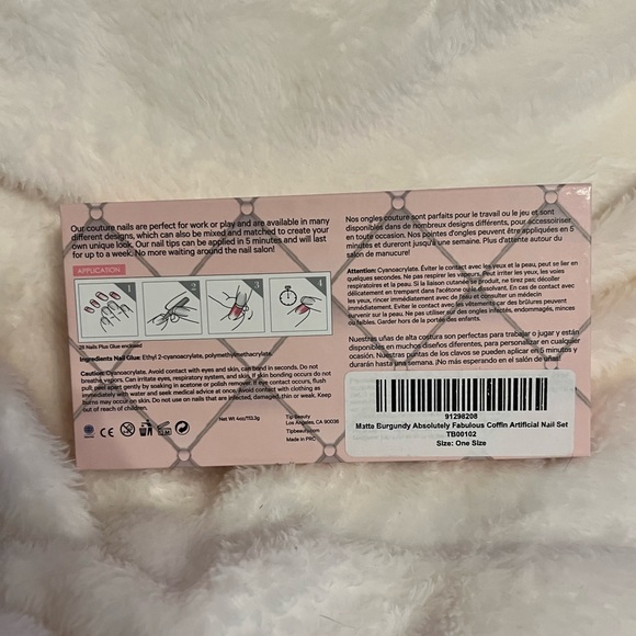 2/$15! Matte Burgundy Coffin Artificial Nails NIB - Picture 4 of 4